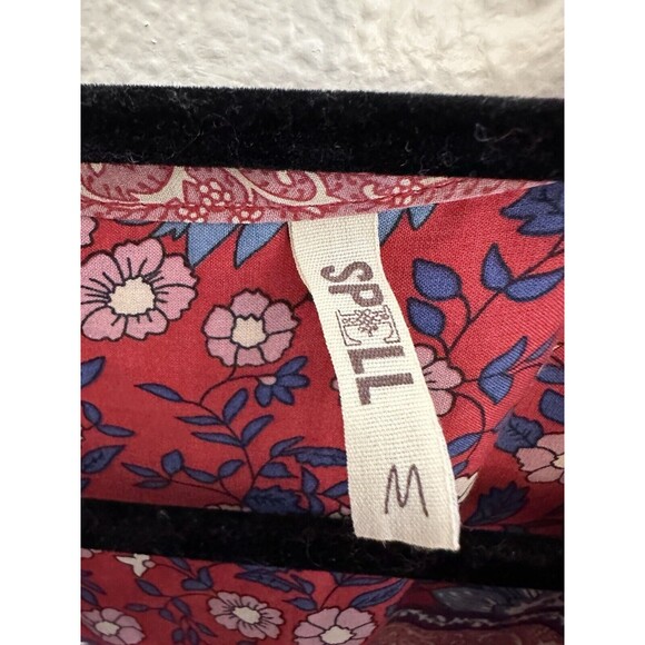 SPELL Folk Town Floral Boho Blouse in Wine Size Medium - Picture 5 of 7